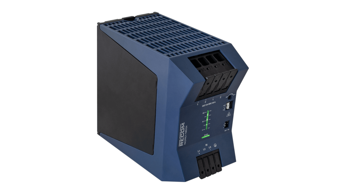 Recom RACPRO1-T960 DIN Rail Power Supply, 320 → 575V ac ac Input, 48V dc Output, 20A Output, 960W