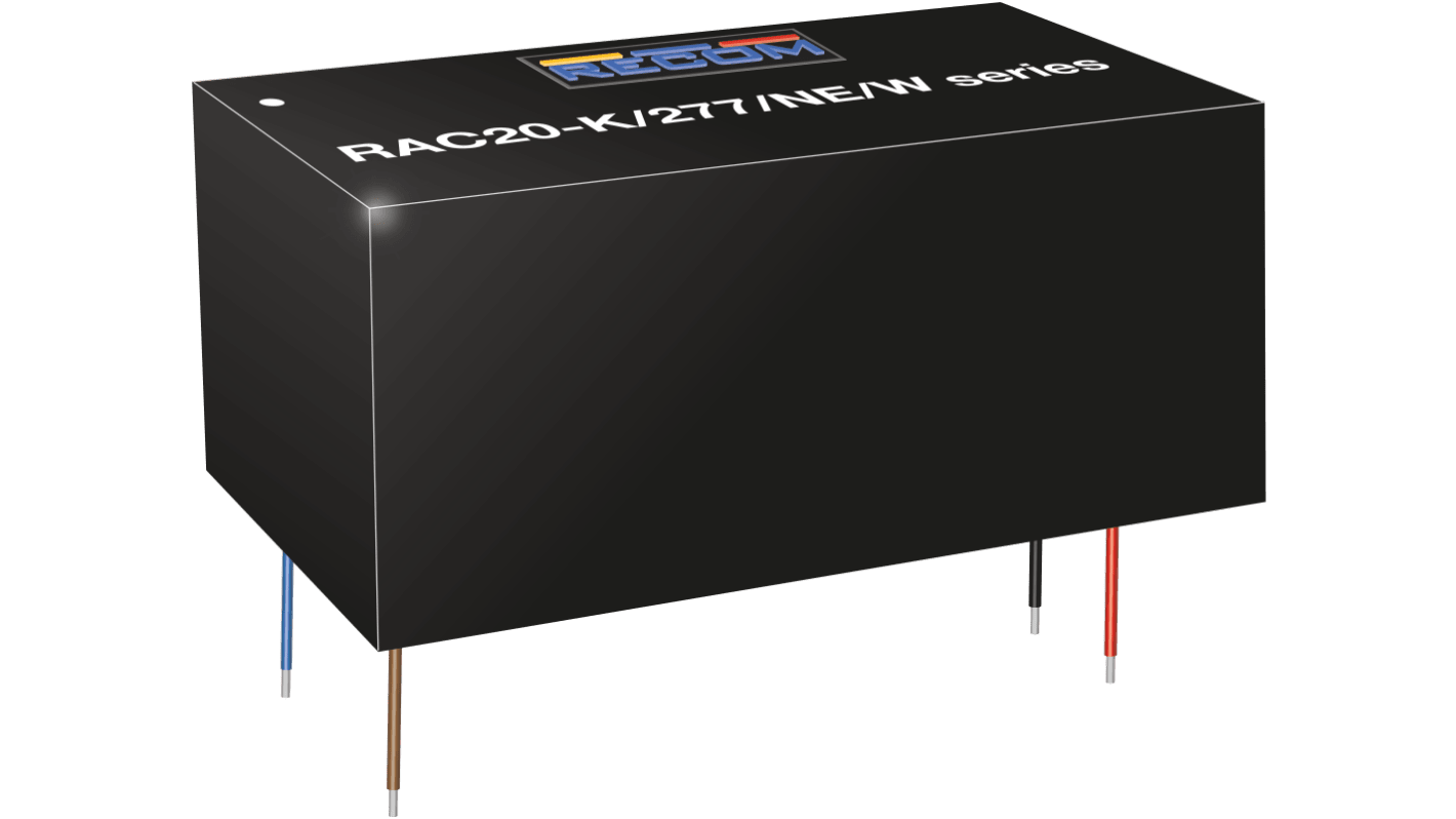 Recom Power Supply, RAC20-24SK/277/NE/W, 24V dc, 830mA, 20W, 1 Output, 85 → 305V ac Input Voltage
