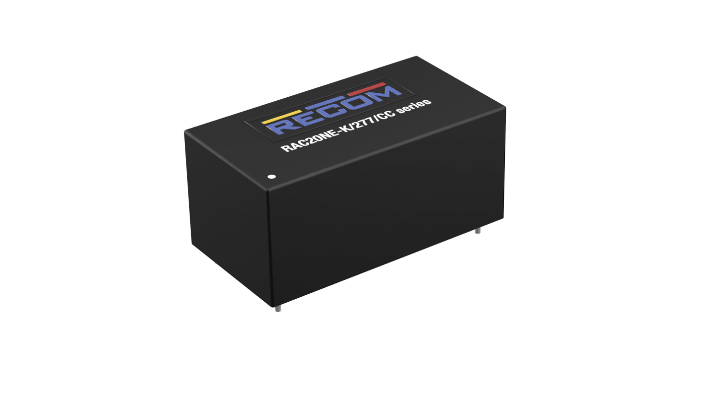 Recom Power Supply, RAC20NE-12SK/277/CC, 12V dc, 1.667A, 20W, 1 Output, 85 → 305V ac Input Voltage
