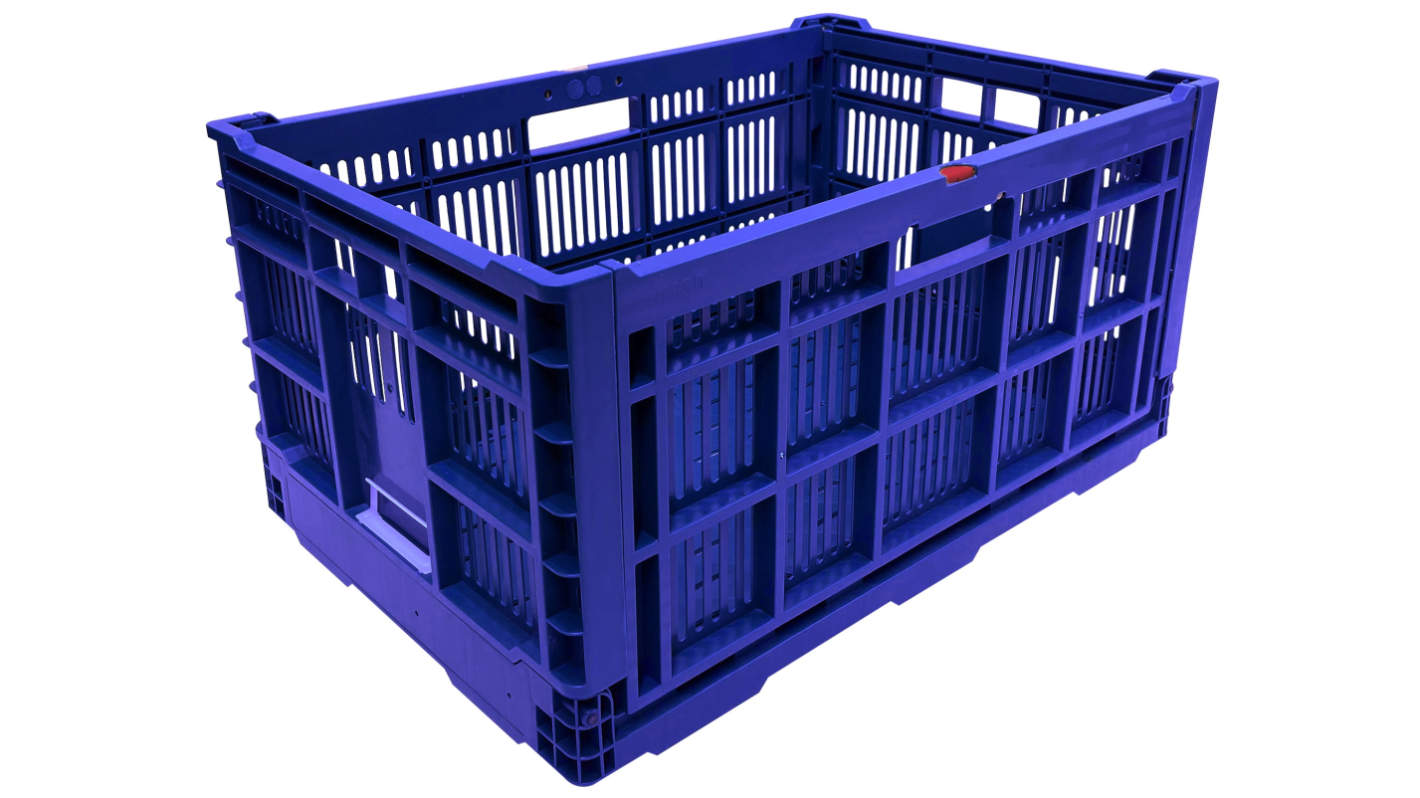 Viso 60L Blue Polypropylene Folding Crate, 300mm x 400mm x 600mm