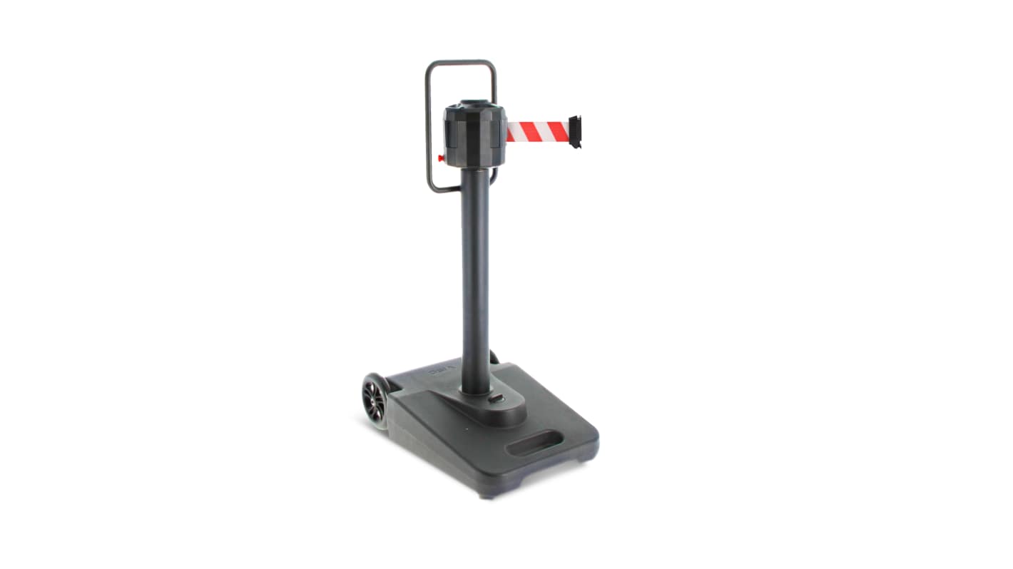 Viso Black Polypropylene, Steel Retractable Barrier, 20m, Red/White Tape