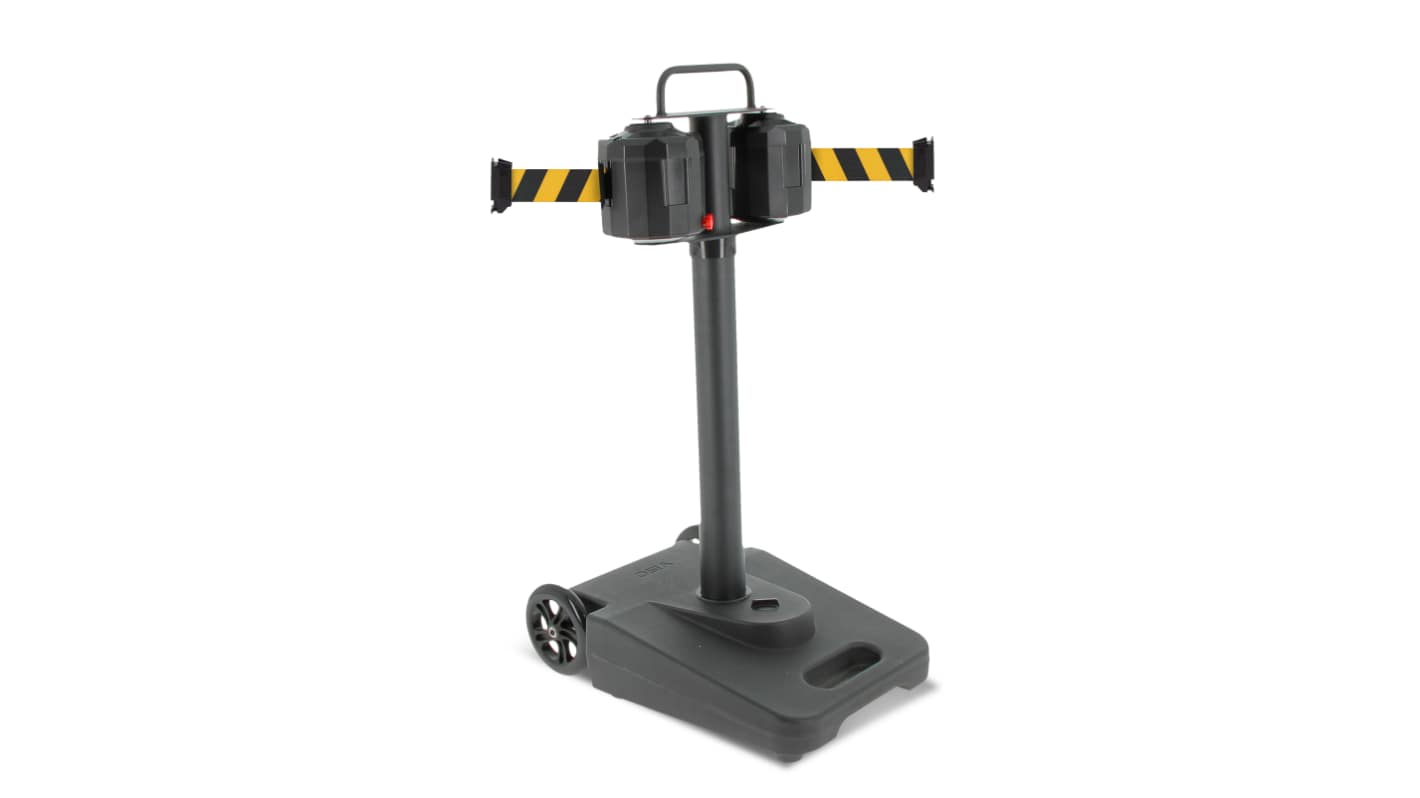 Viso Black Polypropylene, Steel Retractable Barrier, 20m, Black/Yellow Tape