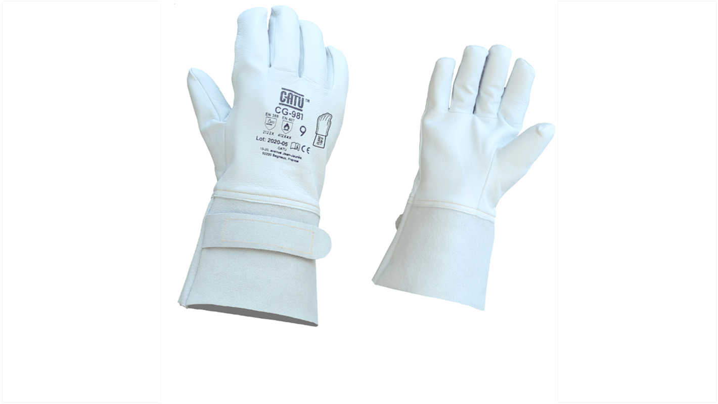 Catu CG-981 Grey Siliconized Leather Flame Resistant Gloves, Size 9