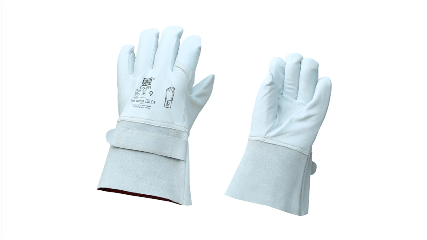 Catu CG-991 Arbeitshandschuhe Größe 10 Feuerbeständig Silikonbeschichtetes Leder Grau 1Paar