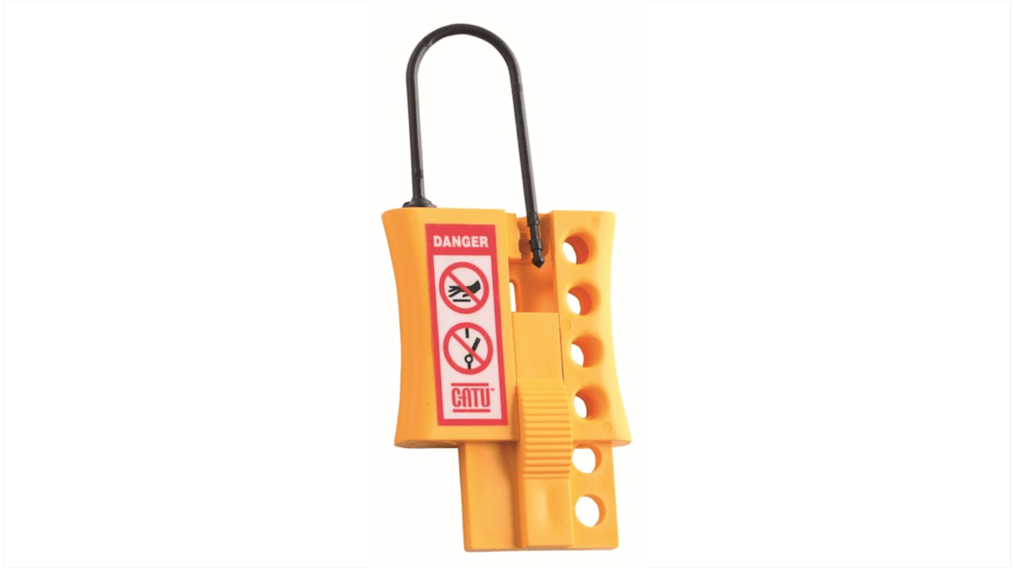 Catu Yellow 4-Lock Plastic Lockout Hasp, 3mm Shackle, 8mm Attachment