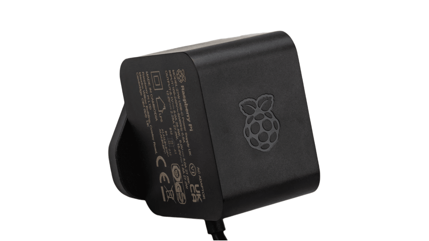 Raspberry Pi Raspberry Pi Power Supply, USB Type C with EU Plug Type, 1.2m