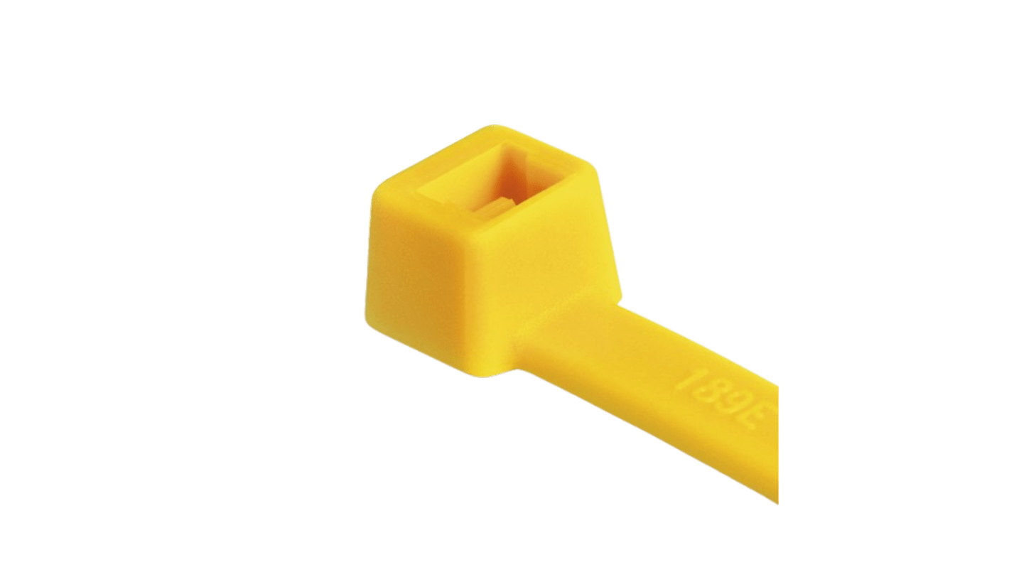 HellermannTyton Cable Tie, 390mm x 4.6 mm, Yellow Polyamide 6.6 (PA66), Pk-100