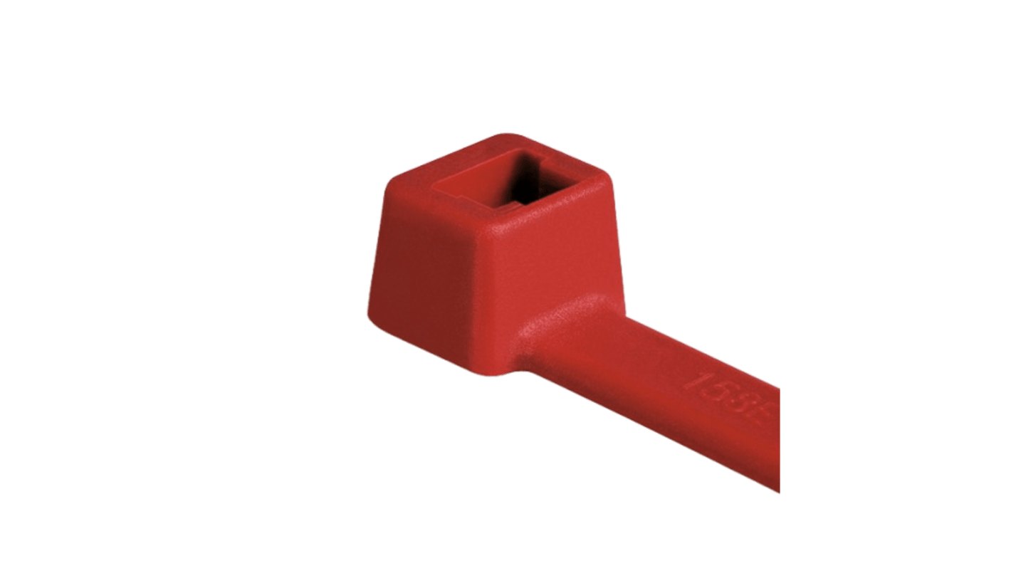 HellermannTyton Cable Tie, 390mm x 4.6 mm, Red Polyamide 6.6 (PA66), Pk-100
