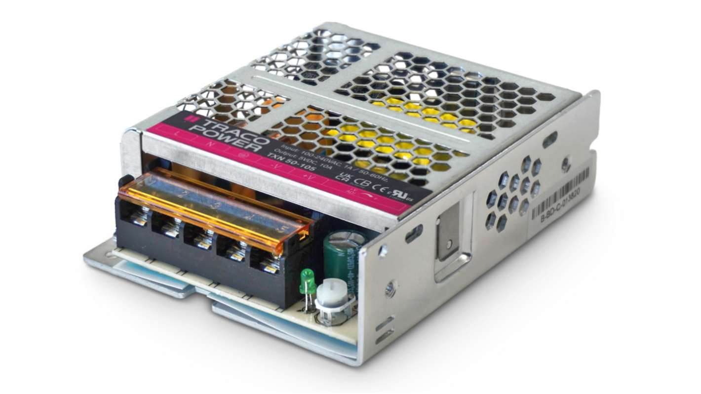 TRACOPOWER AC-DC Power Supply, TXN 50-148, 48V dc, 1.1A, 50W, 1 Output, 90 → 264V ac Input Voltage