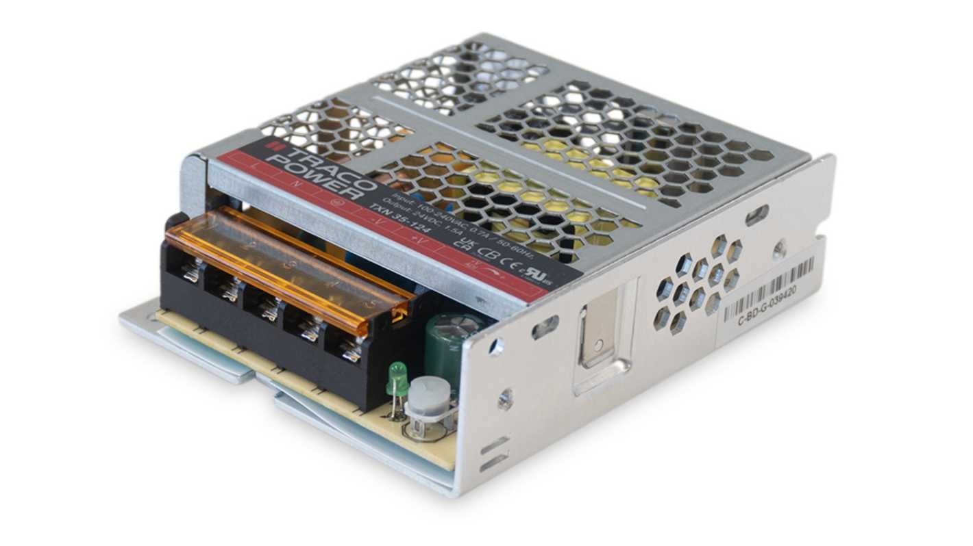 TRACOPOWER AC-DC Power Supply, TXN 35-105, 5V dc, 7A, 35W, 1 Output, 90 → 264V ac Input Voltage