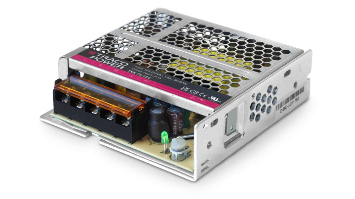 TRACOPOWER AC-DC Power Supply, TXN 75-112, 12V dc, 6A, 72W, 1 Output, 90 → 264V ac Input Voltage