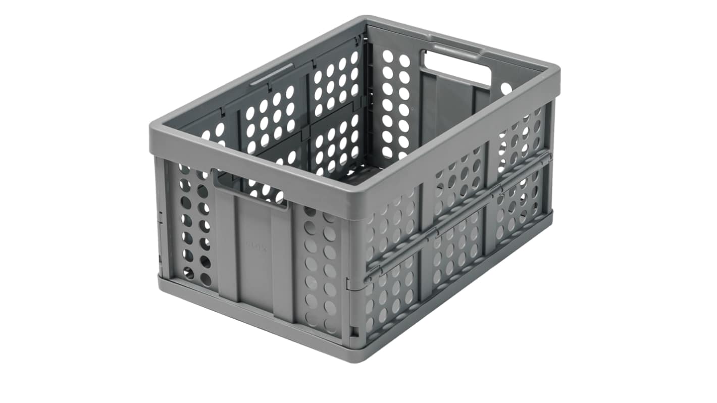 FIMM 45L Grey Folding Crate, 380mm x 540mm x 270mm