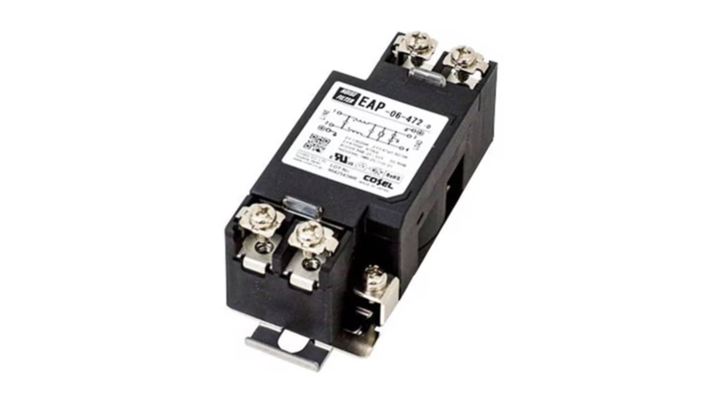 Cosel, EAP Series 10A 250 V 60Hz, DIN Rail Power Line Filter, DIN Connector, Single Phase