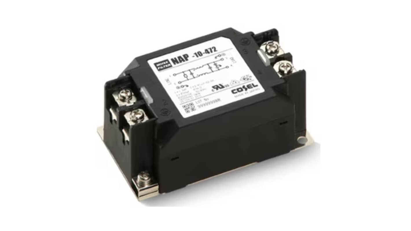 Cosel, NAP Series 20A 250 V 60Hz, DIN Rail Power Line Filter, DIN Connector, Single Phase