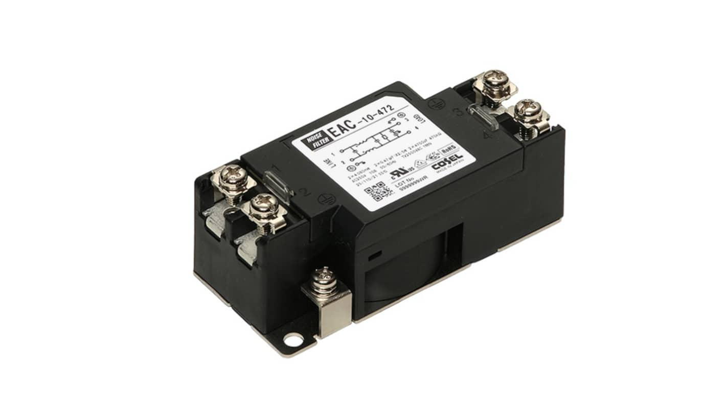 Cosel, EAC Series 10A 250 V 60Hz, DIN Rail Power Line Filter, DIN Connector, Single Phase