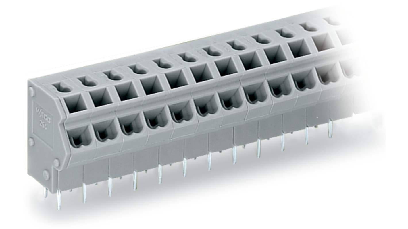 WAGO 254 Series PCB Terminal Block, 24-Contact, 5/5.08mm Pitch, Through Hole Mount, 1-Row, Push Wire Termination