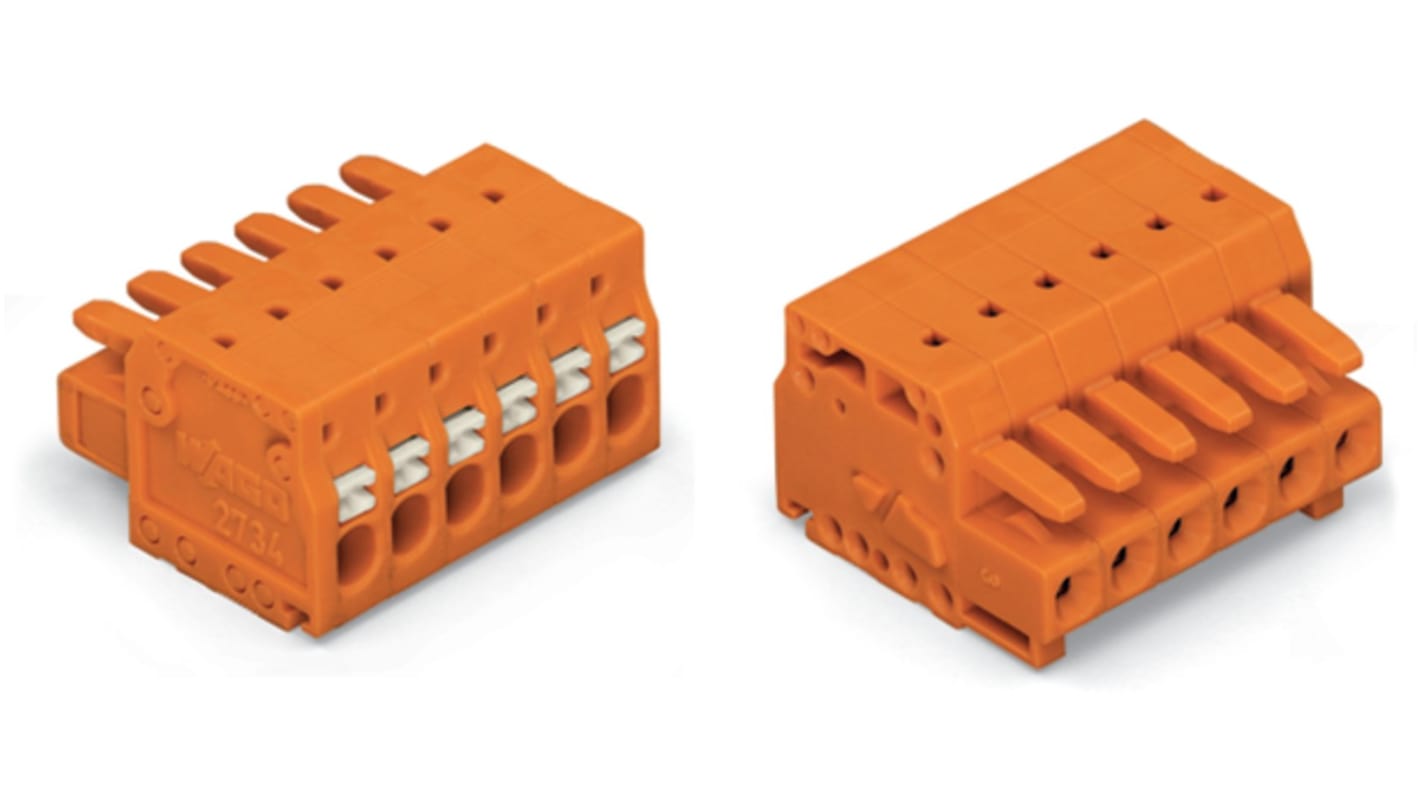 WAGO 2734 Series Female Lighting Connector, 4-Pole, Female, 4-Way, Plug-In Mount, 10A