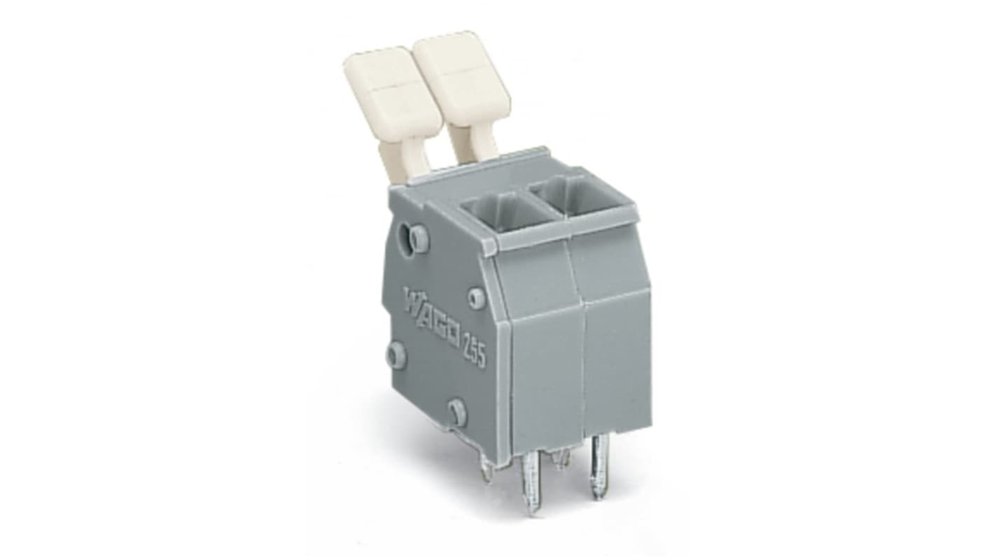 WAGO 255 Series PCB Connector, 3-Contact, 5/5.08mm Pitch, Through Hole Mount, 1-Row, Cage Clamp Termination
