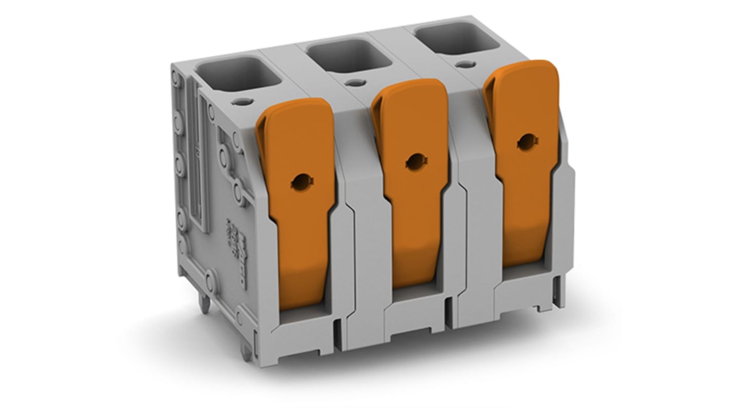WAGO 2616 Series PCB Connector, 6-Contact, 15mm Pitch, Through Hole Mount, 1-Row, Push-In Cage Clamp Termination