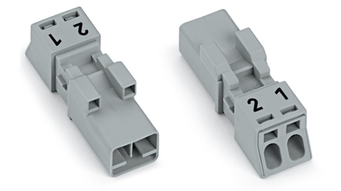 WAGO 890 Series Male Lighting Connector, 2-Pole, Male, 2-Way, Plug-In Mount, 16A