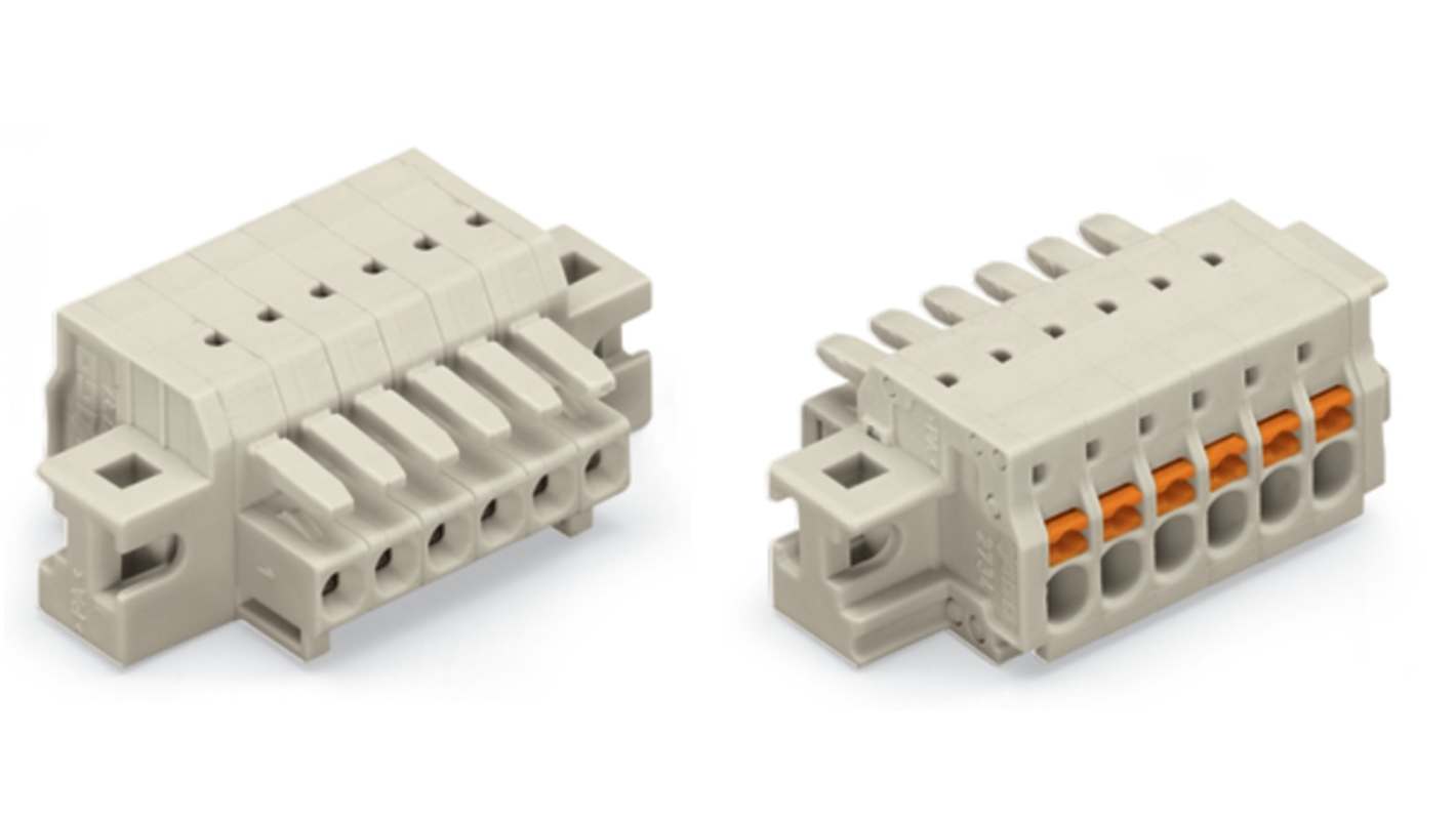 WAGO 2734 Series Female Lighting Connector, 2-Pole, Female, 2-Way, Cable Mount, 10A