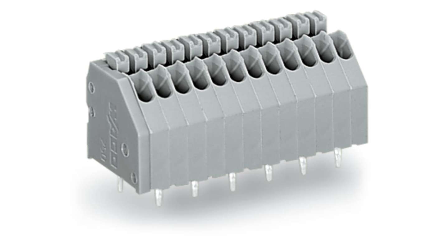 WAGO 250 Series PCB Connector, 2-Contact, 2.5mm Pitch, Through Hole Mount, 1-Row, Push-In Cage Clamp Termination
