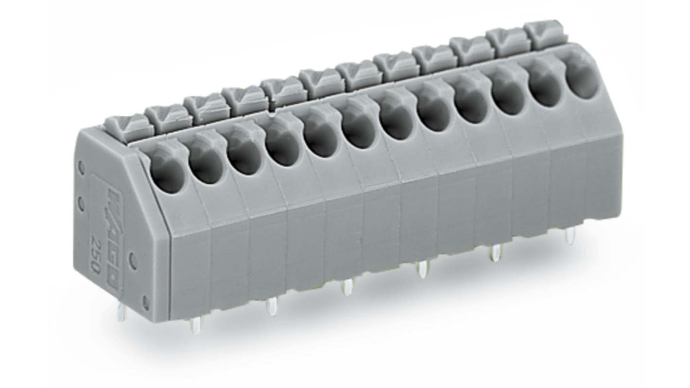 WAGO 250 Series PCB Connector, 6-Contact, 3.5mm Pitch, Through Hole Mount, 1-Row, Push-In Cage Clamp Termination