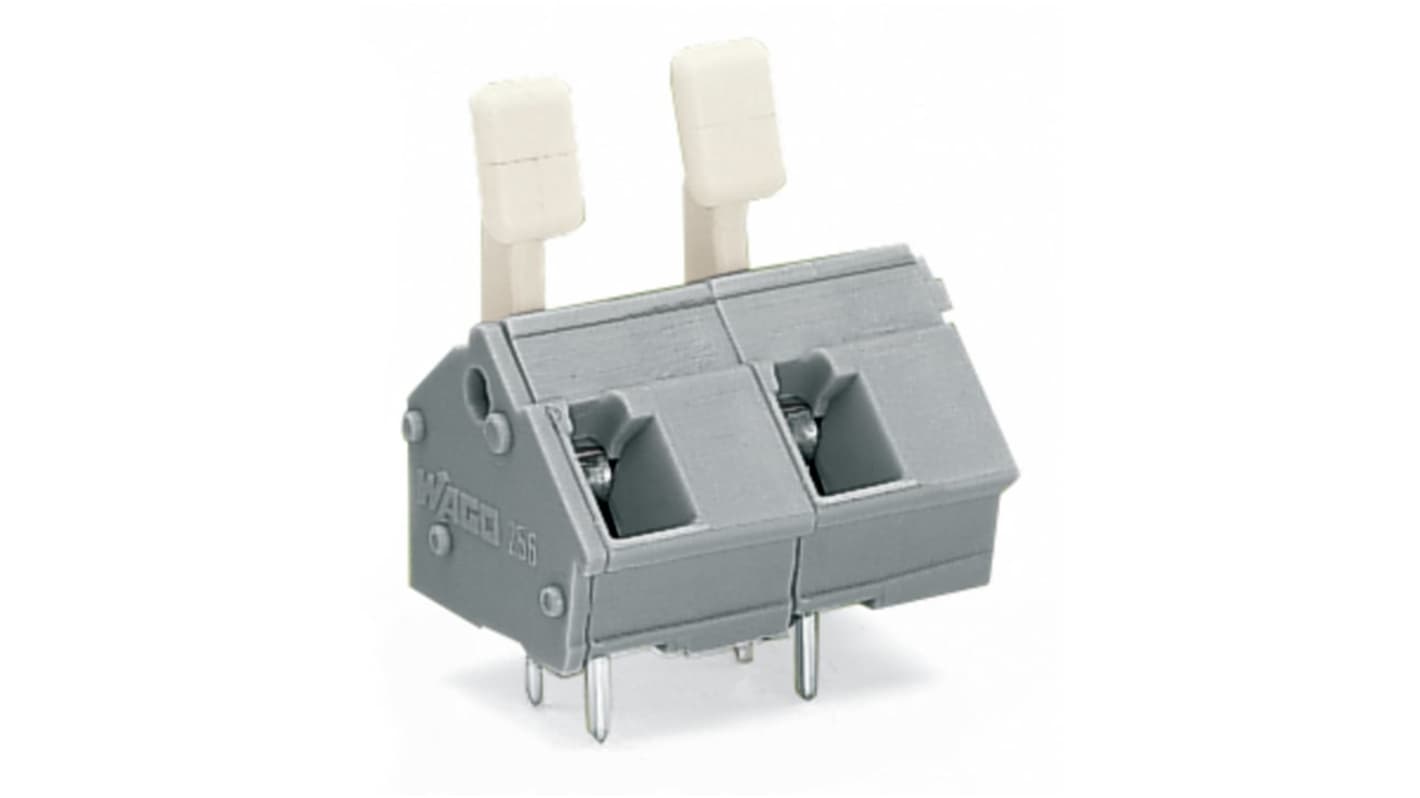 WAGO 256 Series PCB Connector, 2-Contact, 10/10.16mm Pitch, Through Hole Mount, 1-Row, Cage Clamp Termination