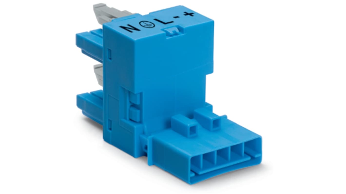 WAGO 890 Series Female Lighting Connector, 5-Pole, Female, 5-Way, Plug-In Mount, 16A, IP20, IP40