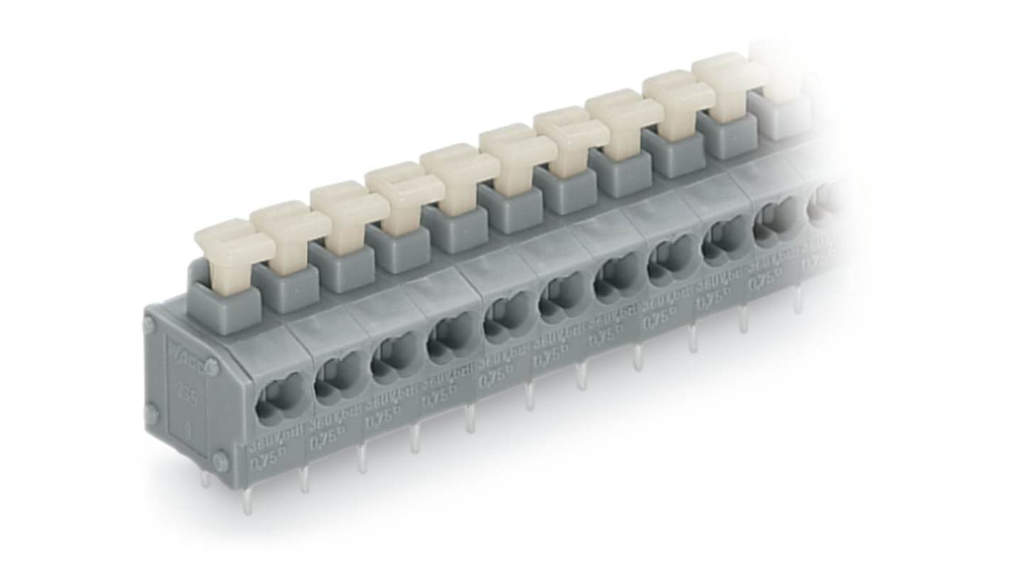 WAGO 235 Series PCB Terminal Block, 12-Contact, 5/5.08mm Pitch, Through Hole Mount, 1-Row, Push Wire Termination