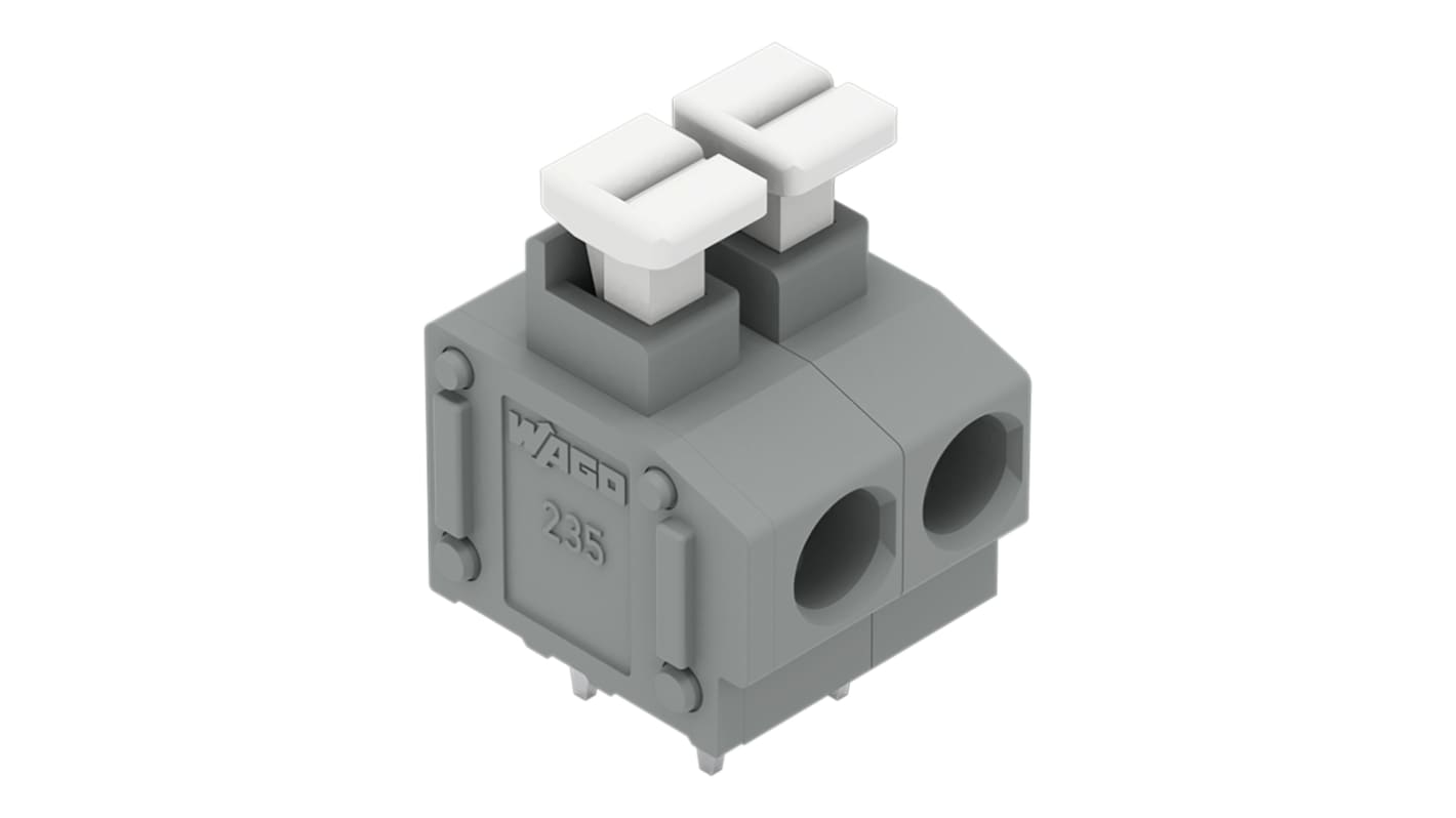 WAGO 235 Series PCB Terminal Block, 4-Contact, 5/5.08mm Pitch, Through Hole Mount, 1-Row, Push In Termination