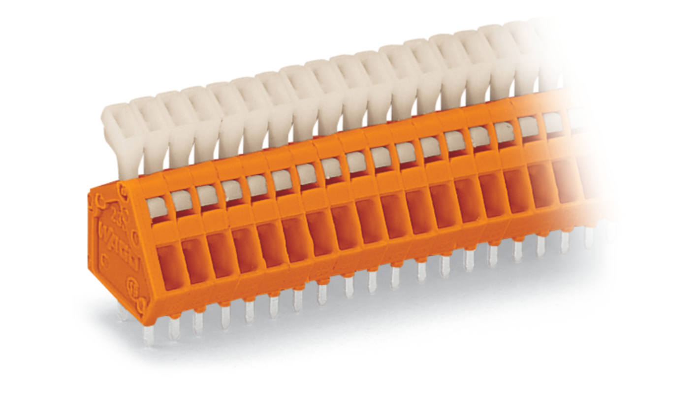 WAGO 233 Series PCB Terminal Block, 8-Contact, 2.54mm Pitch, Through Hole Mount, 1-Row, Cage Clamp Termination