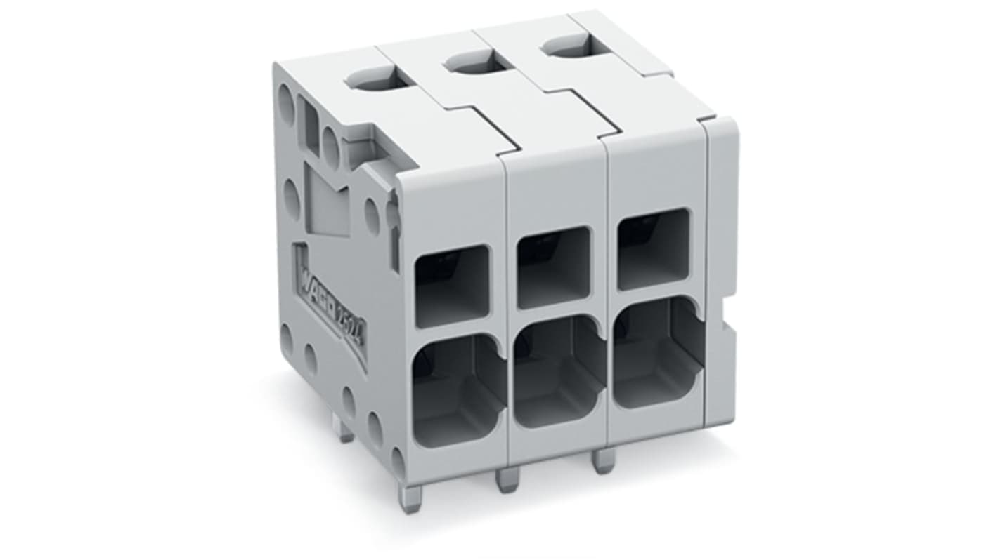 WAGO 2624 Series PCB Connector, 2-Contact, 5mm Pitch, Feed Through Mount, 2-Row, Push-In Cage Clamp Termination