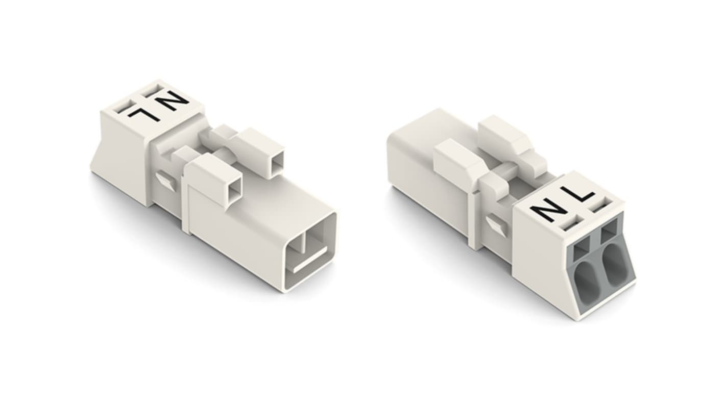 Conector de iluminación Macho 890, 2 Polos, Montaje enchufable, 16A, IP20, IP40