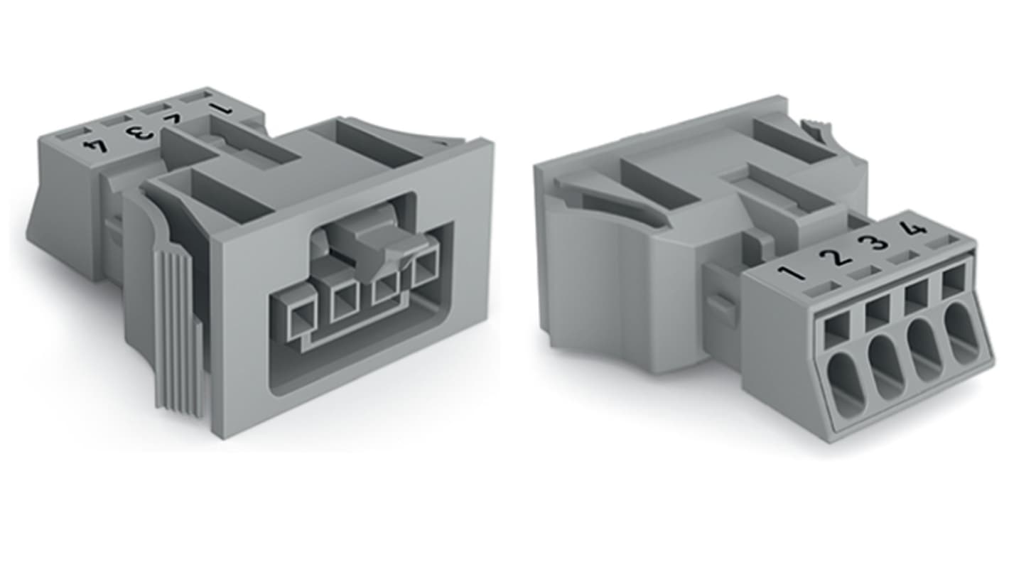 890 Series Female Lighting Connector, 4-Pole, Female, 4-Way, Snap-In, 16A, IP40