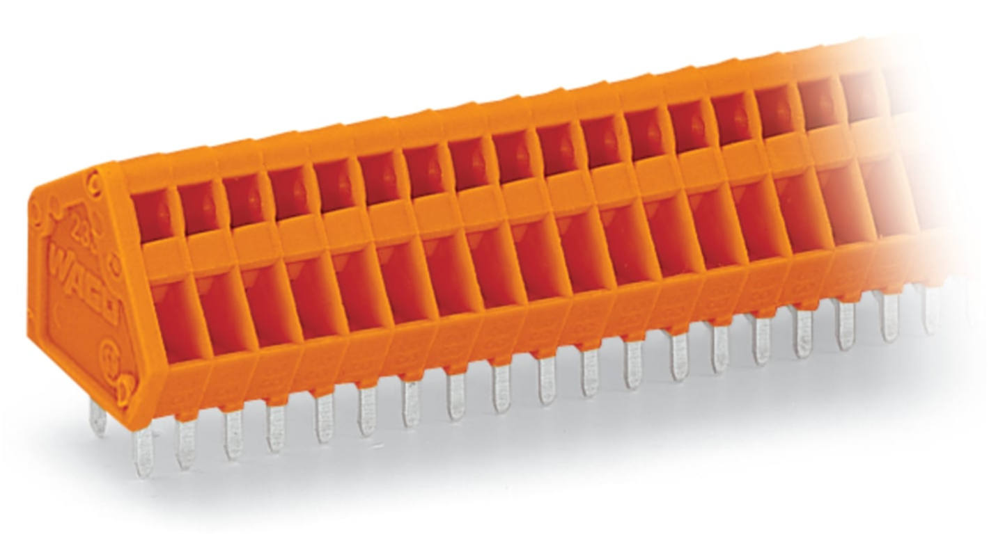 WAGO 233 Series PCB Terminal Block, 24-Contact, 2.54mm Pitch, Through Hole Mount, 1-Row, Cage Clamp Termination