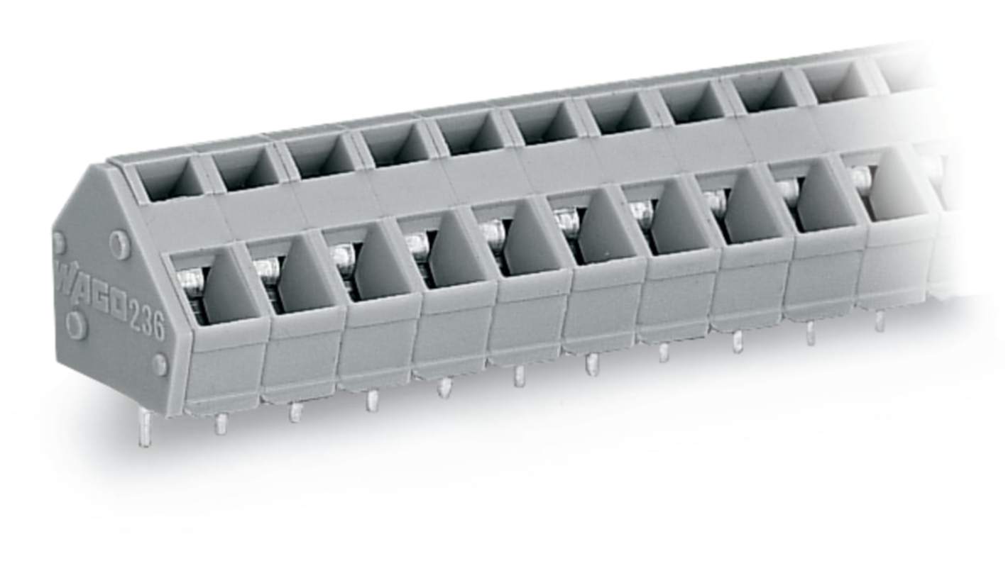 WAGO 236 Series PCB Terminal Block, 24-Contact, 5/5.08mm Pitch, Through Hole Mount, 1-Row, Cage Clamp Termination