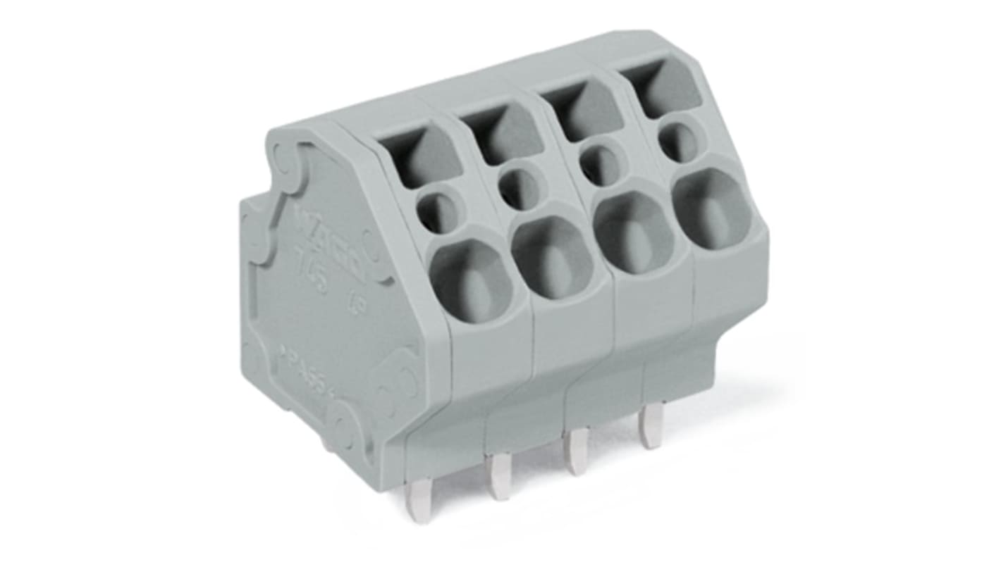 WAGO 745 Series PCB Connector, 2-Contact, 5mm Pitch, Through Hole Mount, 1-Row, Cage Clamp Termination