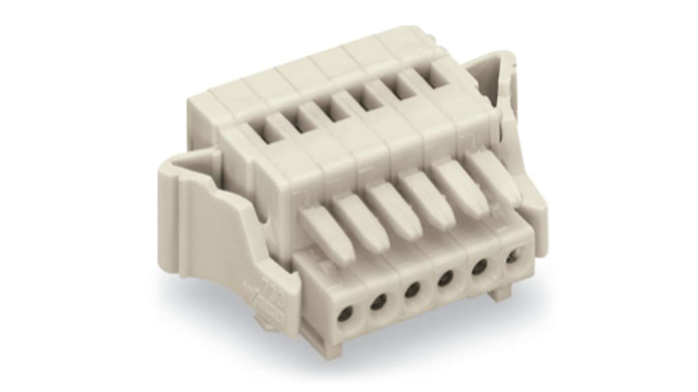 WAGO 733 Series Female Lighting Connector, 6-Pole, Female, 6-Way, Plug-In Mount, 6A
