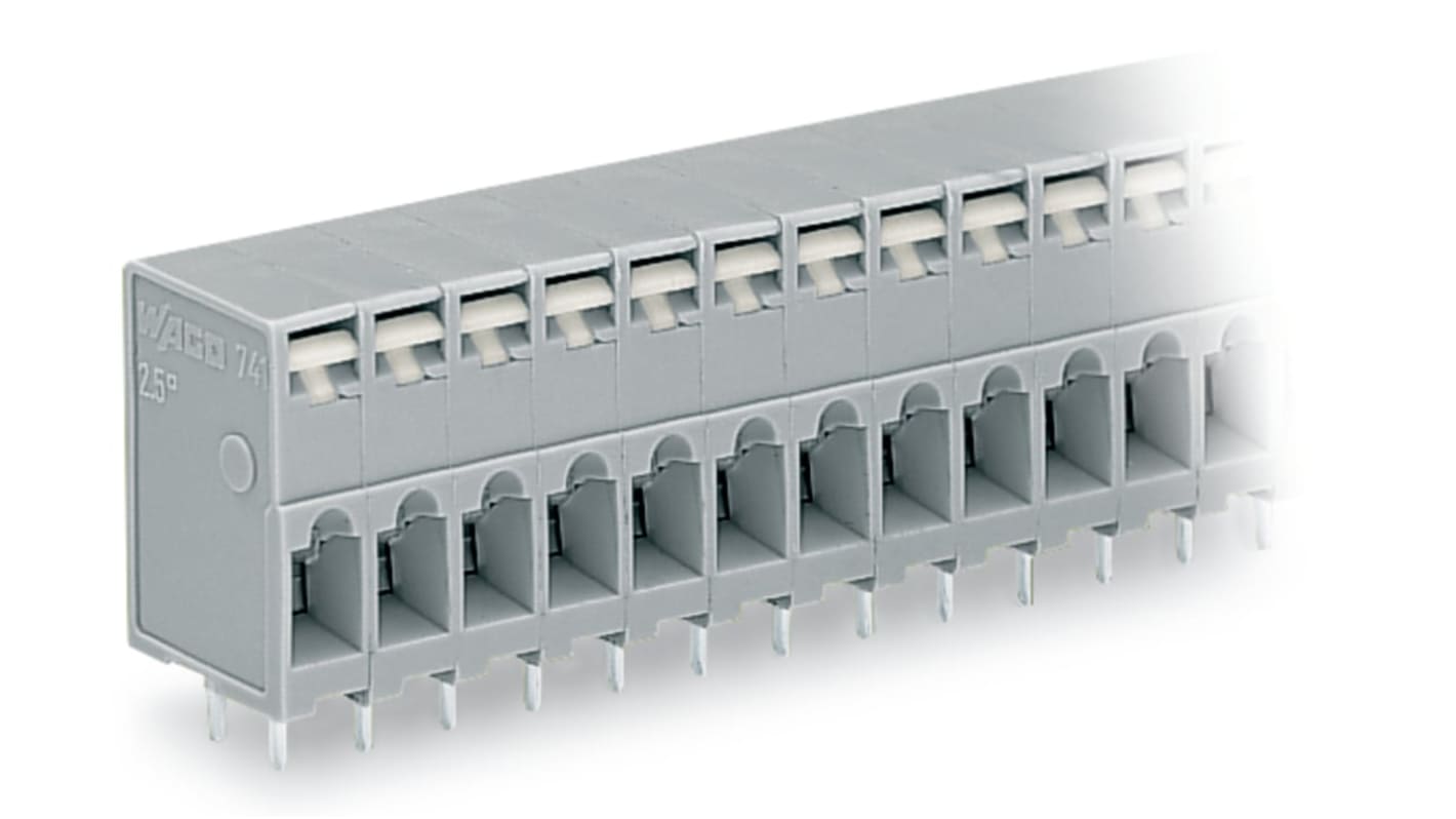 WAGO PCB连接器, 8p, 5mm间距, THT安装, 推入式端接, 741系列