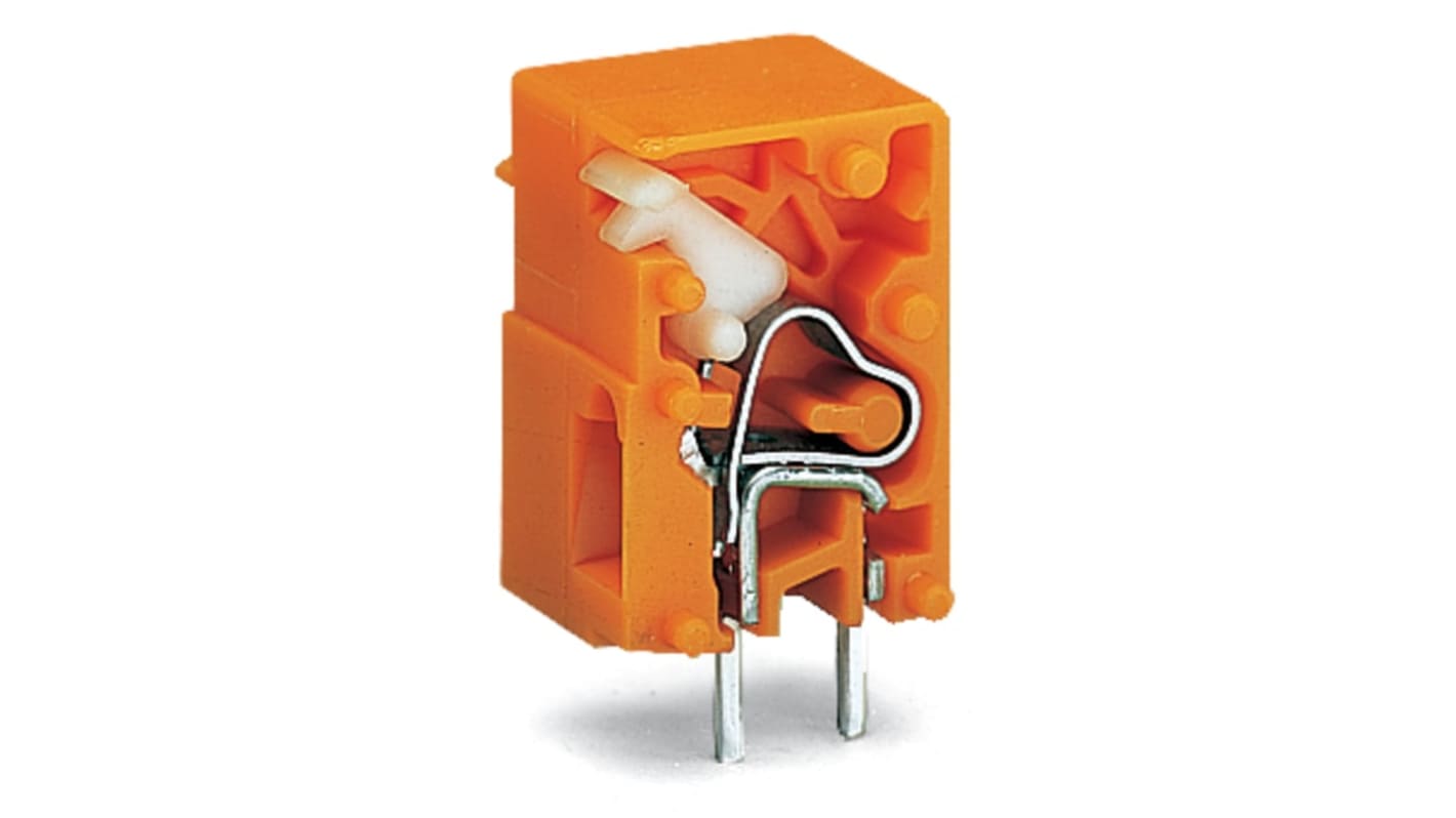 WAGO 741 Series PCB Connector, 1-Contact, 10.16mm Pitch, Through Hole Mount, 1-Row, Push In Termination