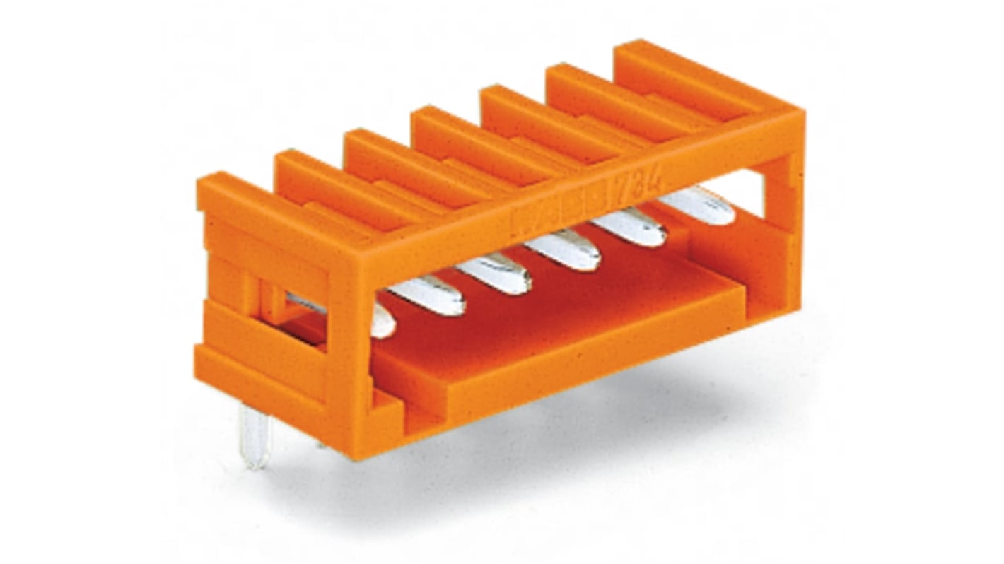 WAGO 734 Series Angled Through Hole Header, 8 Contact(s), 3.5mm Pitch, 1 Row(s), Shrouded