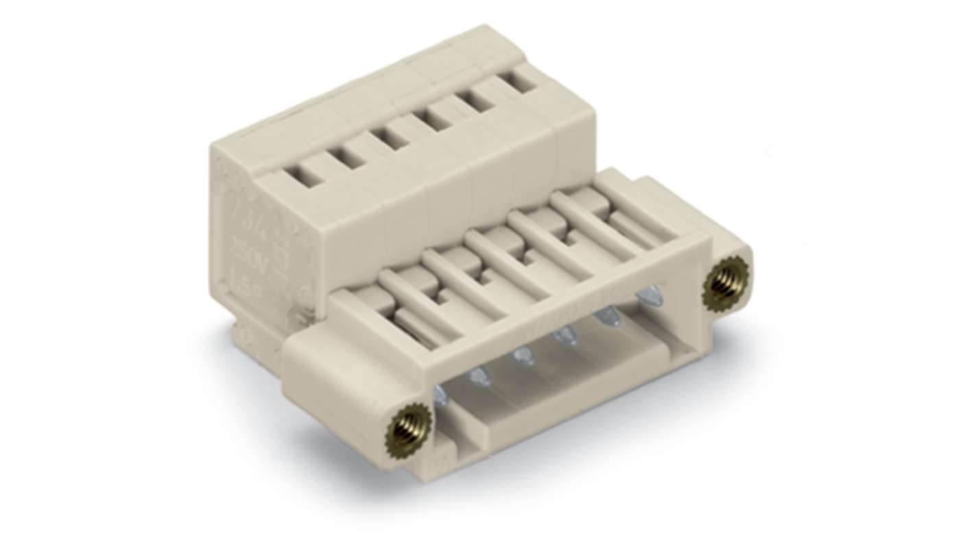 WAGO 734 Series Male Lighting Connector, 4-Pole, Male, 4-Way, Plug-In Mount, 10A