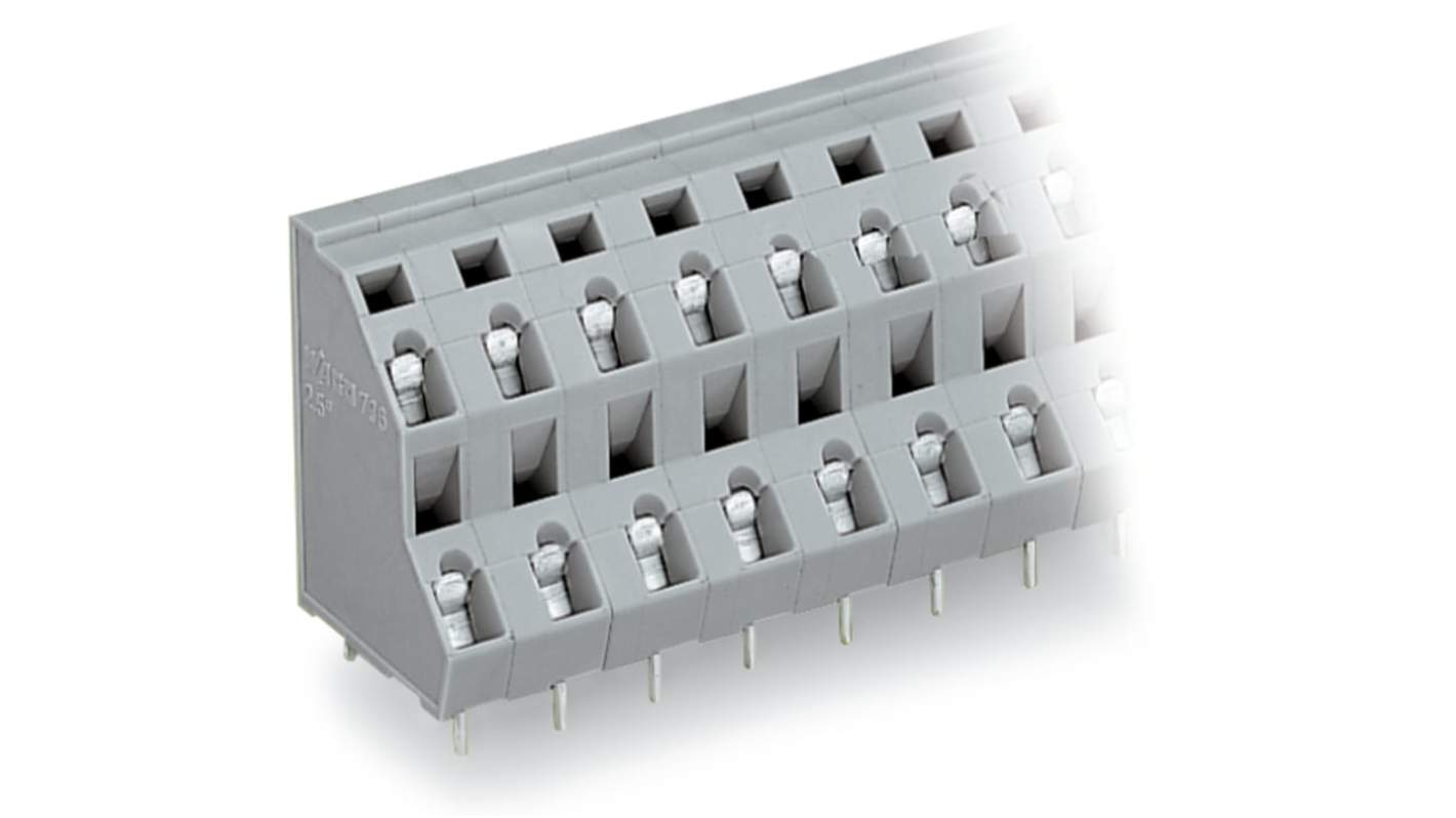 WAGO 736 Series PCB Terminal Block, 16-Contact, 7.5mm Pitch, Through Hole Mount, 2-Row, Cage Clamp Termination