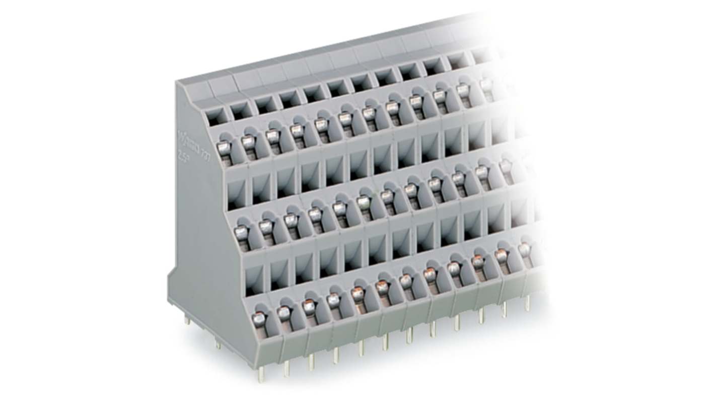 WAGO 三排PCB连接器, 12p, 5mm间距, THT安装, 笼式弹簧夹端接, 737系列