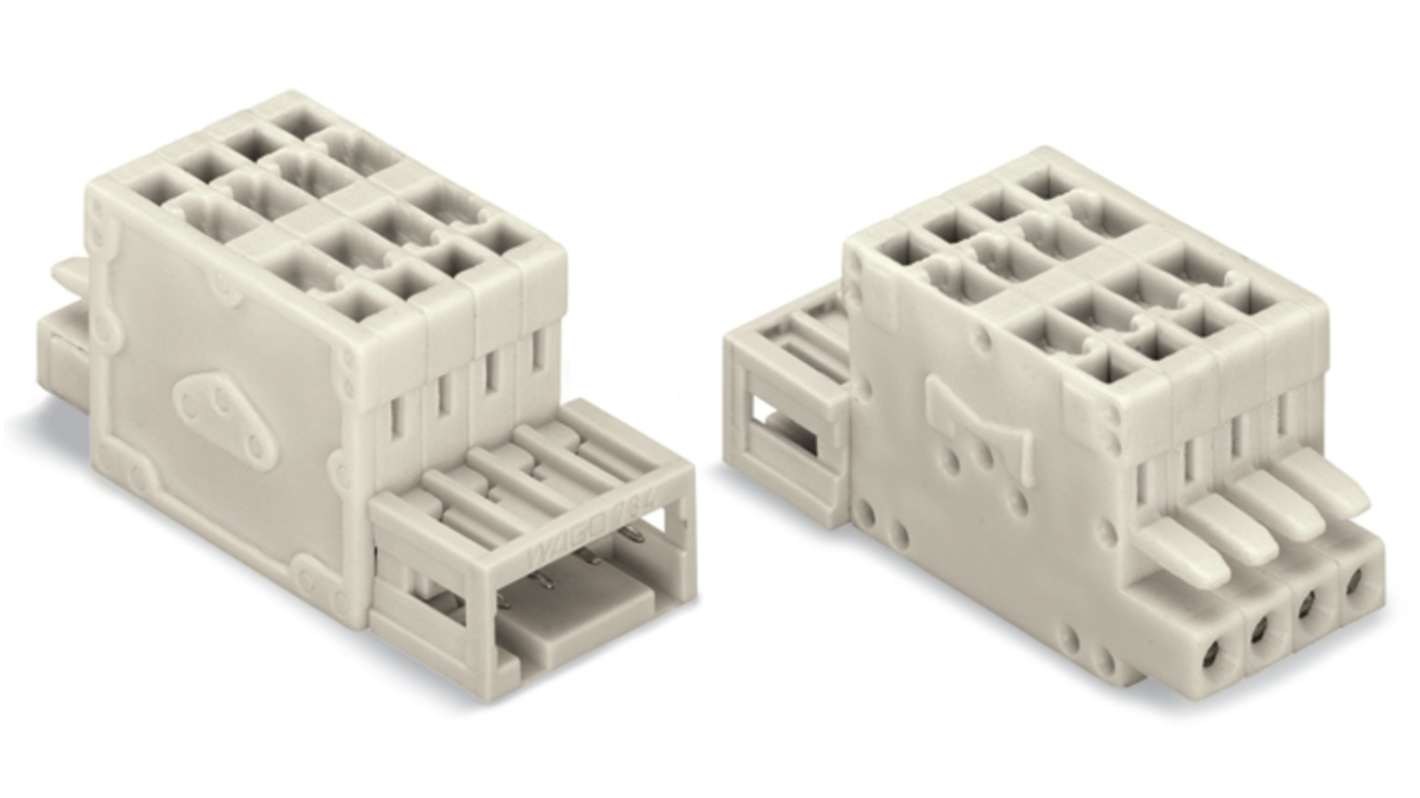 WAGO 734 Series Male Lighting Connector, 2-Pole, Male, 2-Way, Plug-In Mount, 10A