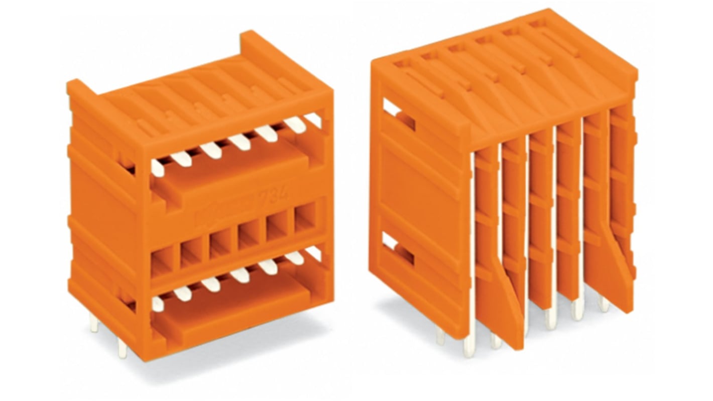 WAGO 734 Series Series Angled PCB Mount Header, 24 Contact(s), 3.81mm Pitch, 2 Row(s), Unshrouded