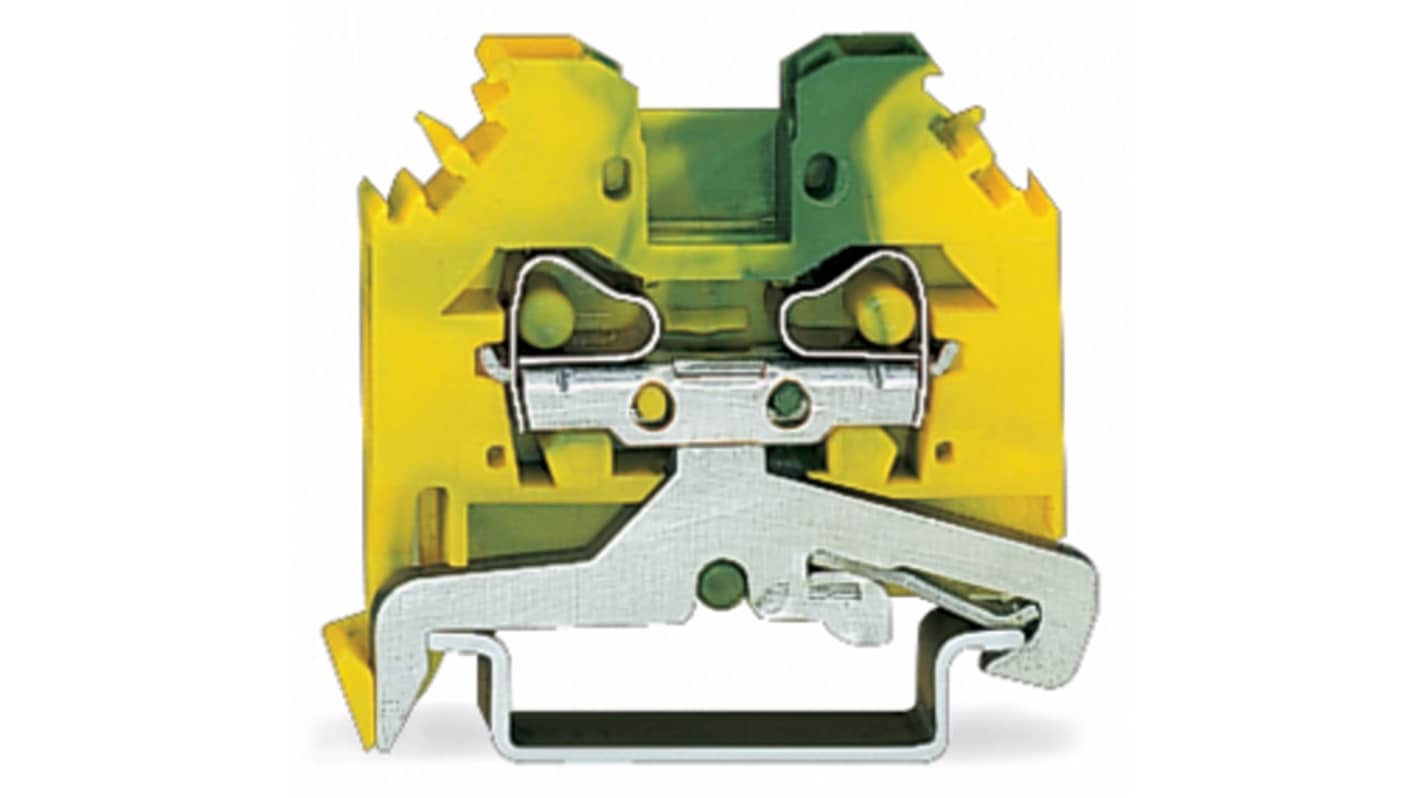 WAGO 2-Way Earth Terminal Block, 4mm², Cage Clamp, Polyamide Housing