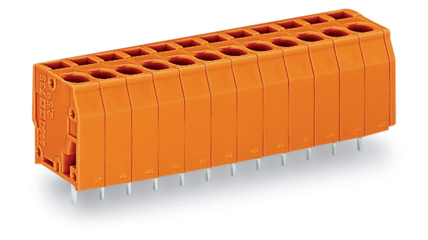 WAGO 739 Series PCB Connector, 16-Contact, 5.08mm Pitch, Through Hole Mount, 1-Row, Cage Clamp Termination