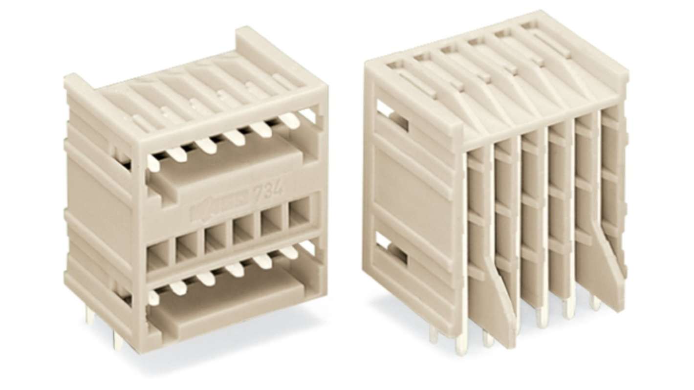 WAGO 734 Series Series Angled PCB Mount Header, 24 Contact(s), 3.5mm Pitch, 2 Row(s), Unshrouded